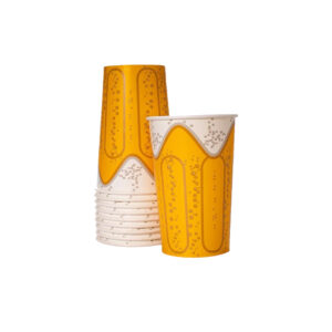 Vaso de cerveza papel amarillo
